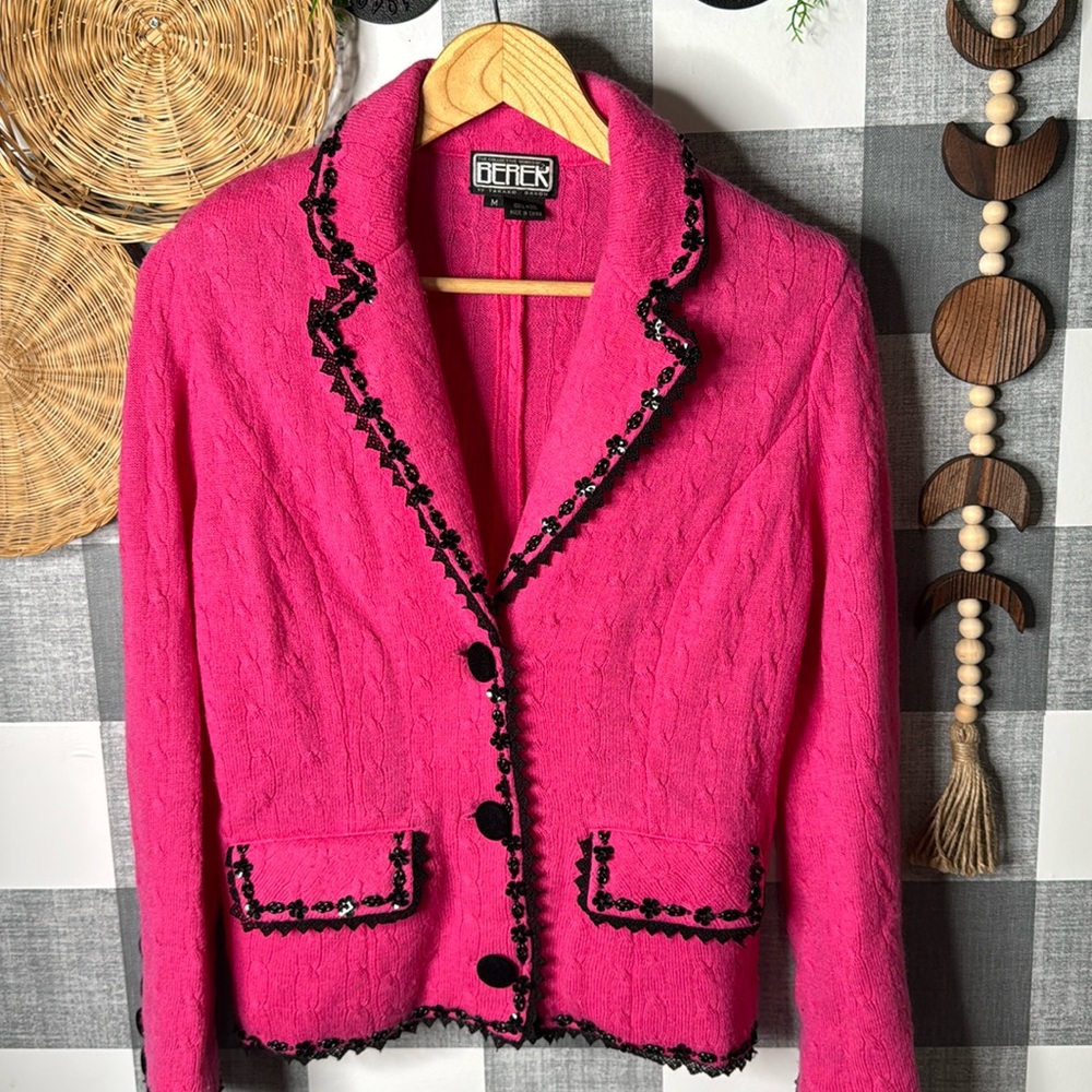Vtg Berek Hot PINK blazer Wool